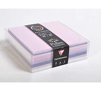 Clairefontaine 20853C - Cofanetto da 40 Buste gommate, Formato Quadrato (14x14cm) + 40 Biglietti, Formato 13,5x13,5cm - Corrisondenza Pollen - Tema Nascita - 5 colori diversi