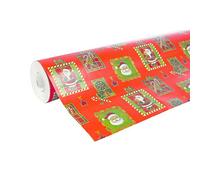 Clairefontaine 211302C - Rotolo di carta da regalo - Carta Alliance 60 g - 50x0.70 m - MOTIVO: Babbo Natale, Natale tradizionale, mosaico - Consigliato per il confezionamento dei professionisti