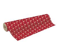 Clairefontaine 223901C - Bobina di carta kraft grezza riciclata - Dimensioni: 50 m x 70 cm - 70 g - Motivo: renna rossa, Natale - Carta riciclata - Ideale per confezioni regalo, fai da te, hobby