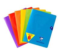 Clairefontaine 293741AMZC CONFEZIONE DA 6 quaderni a punto metallico Mimesys - 17x22 cm - 96 Pagine a quadretti grandi - Carta Bianca 90 g - copertina in polipropilene (blu, rosso, verde, giallo, viola, arancione )