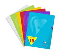 Clairefontaine 303365Cpack - Mimesys cahier piqué polypro 24x32cm 96p Ligné + marge coloris assortis - PAQ DE 10