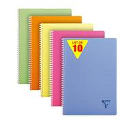 Clairefontaine 328125C Collection Linicolor Fresco CONFEZIONE DA 10 Quaderni a spirale - A4 21x29,7 cm - 100 pagine a quadretti piccoli - Carta bianca 90g - copertina in polipropilene Trasparenti - Colori casuali