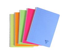 Clairefontaine 328145C pacco da 10 Quaderni con Spirale Linicolor FRESH- A4 21x29.7 cm, 100 Pagine a righe con Margini, Carta Bianca 90g, Copertina in Polipropilene Trasparente, Colori Assortiti