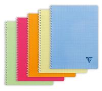 Clairefontaine 328315C collezione Linicolor fresco Quaderno a Spirale - 24x32 cm - 100 pagine a quadretti grandi - Carta Bianca 90g - copertina in polipropilene trasparente - colore casuale
