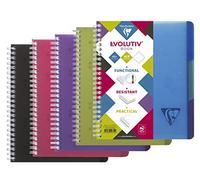 Clairefontaine 329755C Linicolor intensi Evolutiv'Book Taccuino a Spirale forato - A5+ 16x21cm - 180 pagine a quadretti piccoli Cadrées - Carta Bianca 90g - copertina in polipropilene colore casuale