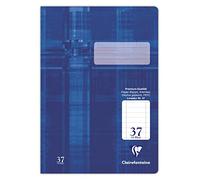 Clairefontaine 331037Cpack - Paquet de 25 cahiers, idéal pour l'école, DIN A4 21x29,7 cm, réglure 37 lignée en continu avec marge perforée, 32 pages, 90g, bleu, 1 paquet