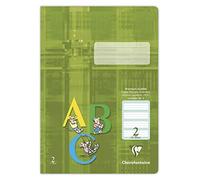 Clairefontaine 331052C - Confezione da 25 quaderni DIN A4, 16 fogli, 90 g, rigatura verde 2 a righe per 2° anno scolastico, cachi, 1 confezione