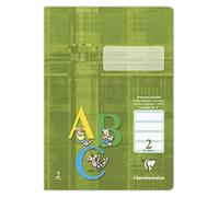 Clairefontaine 331652C - Confezione da 25 quaderni DIN A4, 32 fogli, 90 g, rigatura verde 2 a righe per 2° anno scolastico, cachi, 1 confezione