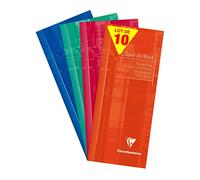 Clairefontaine 3529C pacco da 10 Registri scolastici a punto METALLICO, 8.5x20 cm, 32 Pagine con Margini Staccabili, Carta Registro Verde 110 g, Copertina Plastificata, Colori Assortiti