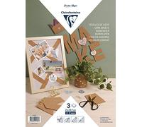 Clairefontaine 354589C - Sacchetto di 3 fogli di carta di sughero 2mm di spessore - Formato A4 (21x29,7cm) - Facile da tagliare, incollare e dipingere - Attività manuali, Bricolage, hobby creativo