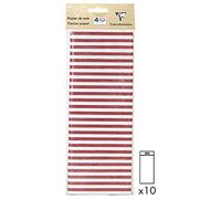 Clairefontaine - 393811AMZC - carta crespa - confezione da 40 fogli piegati - MISURE: 50x70cm - 18g - MOTIVO: Righe rossi - confezionamento regali, Regali personalizzati, fai da te, hobby creativi