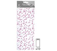 Clairefontaine - 393819AMZC - carta crespa - confezione da 40 fogli piegati - MISURE: 50x70cm - 18g - MOTIVO: Pois rosa - 18g - confezionamento regali, Regali personalizzati, fai da te, hobby creativi