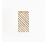 Clairefontaine 394109C - Sacchetto da 50 buste Kraft- 11x21+5cm - Motivo: righe bianche - ideale per: dolciumi, Bonbons, libri tascabili, confezione regali, buste regalo Kraft
