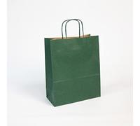 Clairefontaine - Ref 395710C - Sacchetti di carta kraft per decorare e personalizzare (confezione da 25) - 22 x 10 x 27 cm, carta kraft da 110 g/m², motivo a tinta unita - Colore verde