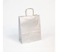 Clairefontaine 395711C - Confezione da 25 sacchetti regalo 22 x 10 x 27 cm, 110 g, carta kraft liscia, colore: Argento