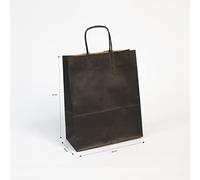 Clairefontaine 395712C - Confezione da 25 sacchetti regalo kraft, 22 x 10 x 27 cm, 100 g, colore: nero, manici attorcigliati, ideali per: confezioni regalo, settore alimentare, borsa kraft, base