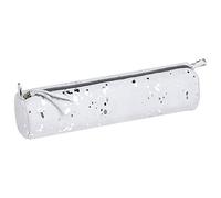 Clairefontaine 400061C Trousse rotonda scamosciata Cosmicuir in vera pelle, color Argento