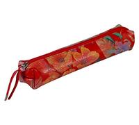 Clairefontaine 4100100C Trousse slim Celeste in vera pelle, fantasia floreale rossa