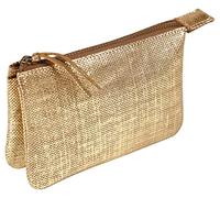 Clairefontaine 410046C - portamonete, Astuccio 2 scompartimenti in vero cuoio d'agnello Kleo-Pathra 13x9 cm, Oro