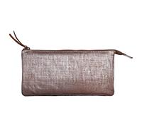 Clairefontaine 410050C -astuccio grande 2 scompartimenti Kleo-Pathra in vero cuoio d'agnello 22x11cm, argento