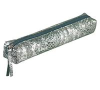 Clairefontaine 410097C Trousse slim Celeste in vera pelle, fantasia pitonata color verde e argento