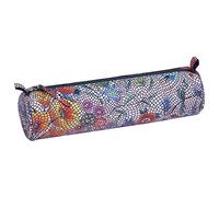 Clairefontaine 410107C Trousse rotonda Celeste in vera pelle, fantasia floreale multicolore