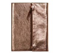 Clairefontaine 410132C - portataccuino, portadocumenti professionale in vero cuoio con taccuino da 120 pagine A5 rigate Cuirisé ottone