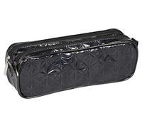 Clairefontaine 420030C - Astuccio scolastico rettangolare olografico a 2 scomparti, 22 x 8 x 10 cm, nero