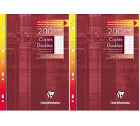 Clairefontaine 47122C - Un etui carton de 200 pages Copies doubles perforees blanches 21x29,7 cm 90g petits carreaux avec marge (Confezione da 2)
