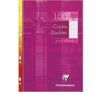 Clairefontaine 4722C - Cartellina perforata doppia per fotocopiatrici, formato A4, 21 x 29,7 cm, 100 pagine a quadretti, carta bianca, 90 g, custodia riutilizzabile