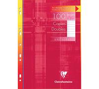 Clairefontaine - Ref 4725C - Fogli doppi perforati in custodia (100 pagine) - A4 (210 x 297 mm), carta pergamena spazzolata 90 g/m², righe a righe con margine, perforatrice a 9 fori