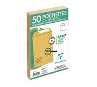 Clairefontaine 5742C - confezione de 50 Buste Kraft Scanalate Marrone C5-162x229 mm - Autoadesive - 90g/m²