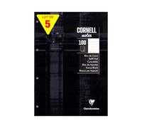 Clairefontaine 58198Cpack - Bloc de cours "CORNELL notes" perf. 4 trous 21x29,7cm 200p réglure Cornell ligné 8mm - PAQ DE 5