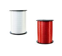 Clairefontaine 601701AMZC - lotto da 2 bobine di nastro liscio - 500mx0,7 cm - imballo regalo, accessorio da decorazione - Rosso/Bianco