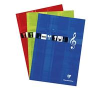 Clairefontaine - Rif. 6157C - Blocco musicale con rilegatura a testa (100 pagine) - Formato A4 (210 x 297 mm), carta pergamena spazzolata 90 g/m², 12 righi per pagina - Colore casuale