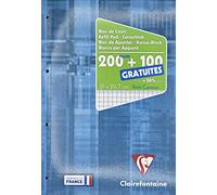 Clairefontaine 65816C bloc notes per le lezioni Encollé Perforé blu elettrico - A4 21x29,7cm - 300 pagine (200+100 gratuite) quadretti piccoli et Perforé 4 Trous - Carta Bianca 90g copertina in carta laminata