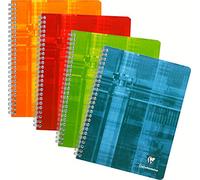 Clairefontaine 68761C Quaderno a Spirale - 17x22 cm - 180 pagine quadretti grandi - Carta Bianca 90 g - copertina in carta laminata colore casuale Confezione da 5 pezzi