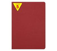 Clairefontaine 733062Cpack Collection Age Bag Un Lot de 5 Cahiers Agrafés Rouges - A4 21x29,7 cm - 96 Pages Lignées avec Marge - Papier Blanc 90 g - Couvertures Carte Lustrée Grain Cuir
