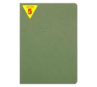 Clairefontaine 733063Cpack Collection Age Bag Un Lot de 5 Cahiers Agrafés Verts - A4 21x29,7 cm - 96 Pages Lignées avec Marge - Papier Blanc 90 g - Couvertures Carte Lustrée Grain Cuir