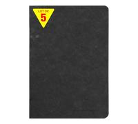 Clairefontaine 733161Cpack Collection Age Bag Un Lot de 5 Cahiers Agrafés Noirs - A5 14,8x21 cm - 96 Pages Lignées - Papier Blanc 90 g - Couvertures Carte Lustrée Grain Cuir