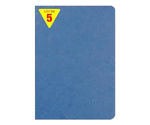 Clairefontaine 733164Cpack Collection Age Bag Un - Set di 5 quaderni a righe, formato A5, 14,8 x 21 cm, 96 pagine a righe, carta bianca, 90 g, copertina lucida a grana in pelle