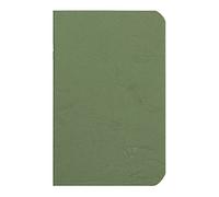 Clairefontaine 734163C collezione Age Bag Un taccuino a punto metallico Verde - 9x14 cm - 96 pagine rigate - Carta Bianca 90g - Copertina carta Lustrée a grana effetto cuoio