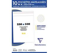 Clairefontaine 7346C - Confezione da 10 buste Bianche imbottite di Pluriball 220x330 mm - 90g/m²