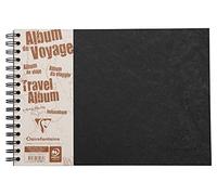 Clairefontaine 781061C collezione Age Bag album da viaggio a Spirale nero - A4 paesaggio 29,7x21 cm - 80 pagine - Carta Bianca 120g a righe + carta a grana grossa nera 160 g - Copertina in carta Lustrée a grana grossa effetto cuoio