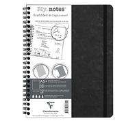 Clairefontaine 782331C Collection Age Bag A Black My.Notes - Quaderno a spirale con margine, formato A5+, 16 x 21 cm, 120 pagine a strappo, carta bianca da 90 g, copertina in cartoncino effetto pelle