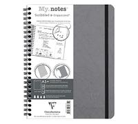 Clairefontaine 782335C Collezione Age Bag Un quaderno a spirale con margini staccabili My.Notes Grigio - A5+ 16x21 cm - 120 pagine staccabili DOT - carta bianca 90 g - copertina in carta lustrée a trama cuoio