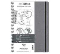 Clairefontaine 783435C Collezione Age Bag un quaderno a spirale a margini staccabili My.Notes Grigio - A4 21x29,7 cm - 120 pagine staccabili DOT - carta bianca 90 g - copertina in carta lustrée a trama cuoio