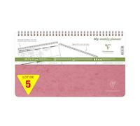 Clairefontaine 783496Cpack - Age Bag My.Weekly Planner cahier reliure intégrale 29,7x17cm 120p détach. préimprimées rose antique - PAQ DE 5