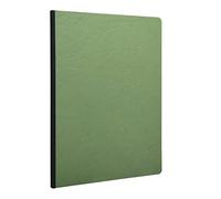 Clairefontaine 791403C collezione Age Bag taccuino cucito con dorso in tela verde - A4 21x29,7 cm - 192 pagine a tinta unita bianche - Carta 90 g - Copertina in carta Lustrée a grana grossa effetto cuoio