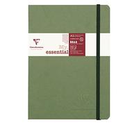Clairefontaine 793463C collezione Age Bag Un taccuino con elastico cucito a filo My.Essential verde - A5 14, 8x21 cm - 192 pagine numerate rigate - Carta Avorio 90g - copertina in carta lustrée effetto cuoio